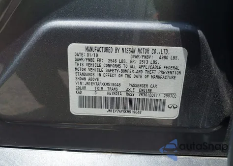 2019 Infiniti Q50 3.0T Luxe z USA, uszkodzony, nr VIN JN1EV7APXKM519048